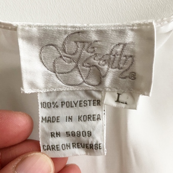 Go Softly Short Kimono Sleeve Robe Open Front Satin Silky White Embroidered Sz L - Picture 8 of 9